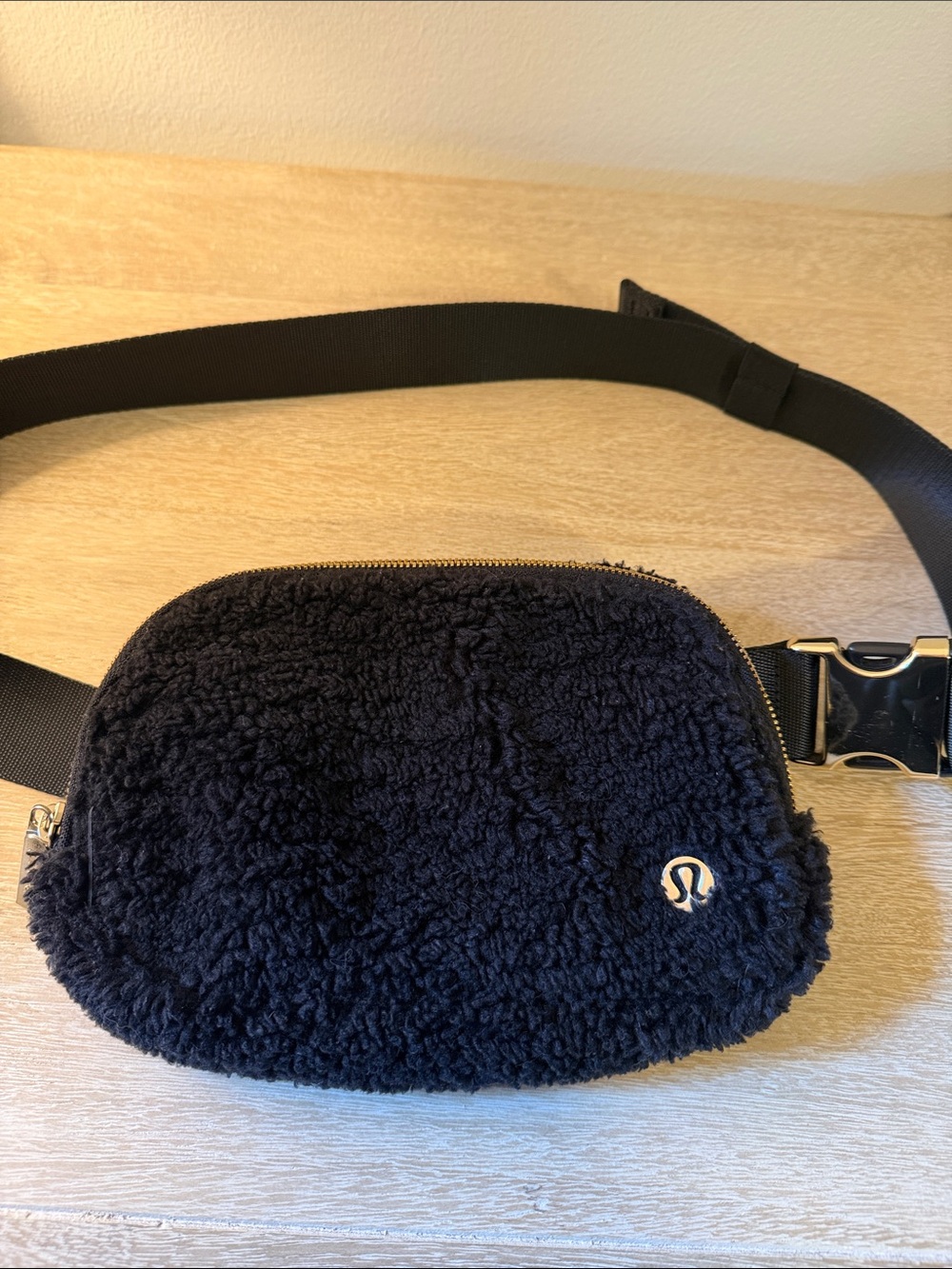 lululemon Black Sherpa Fleece Everywhere Belt Bag Gold Hardware